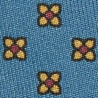 Silk Print Tie in Aegean/Gold/Red Flower