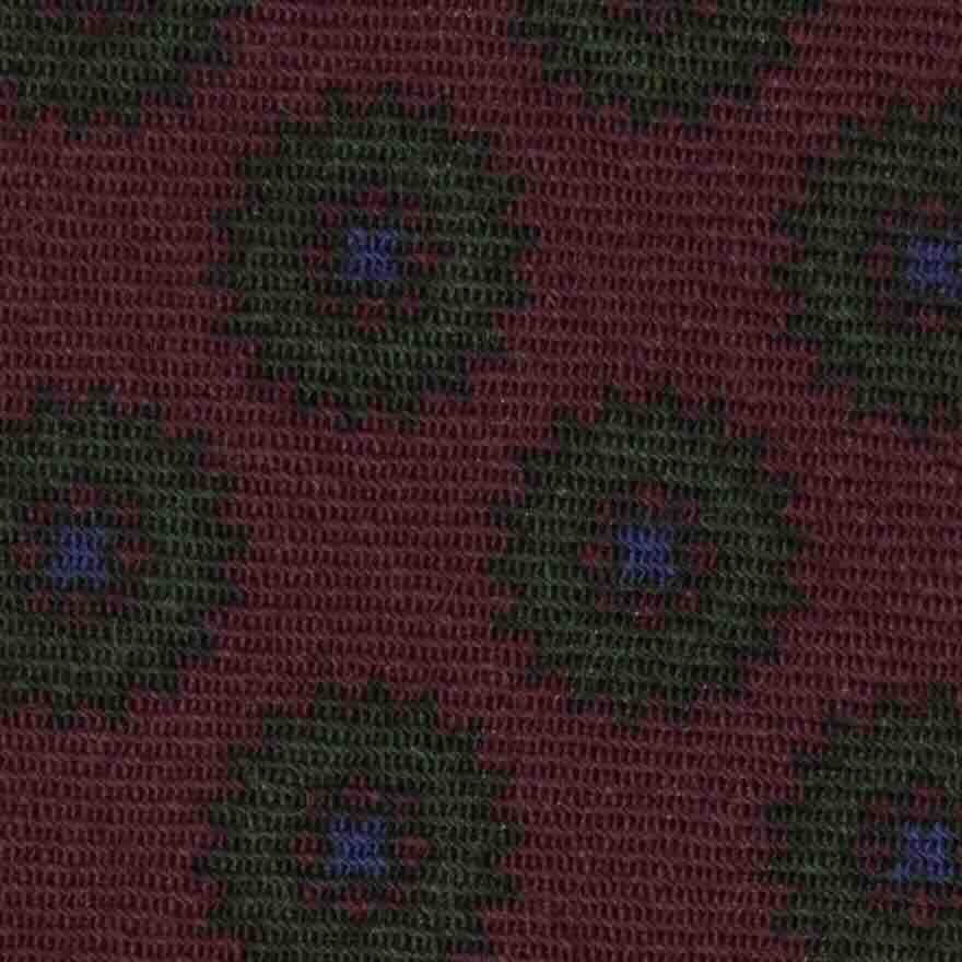 Wool Print Tie in Merlot/Forest/Blue Foulard
