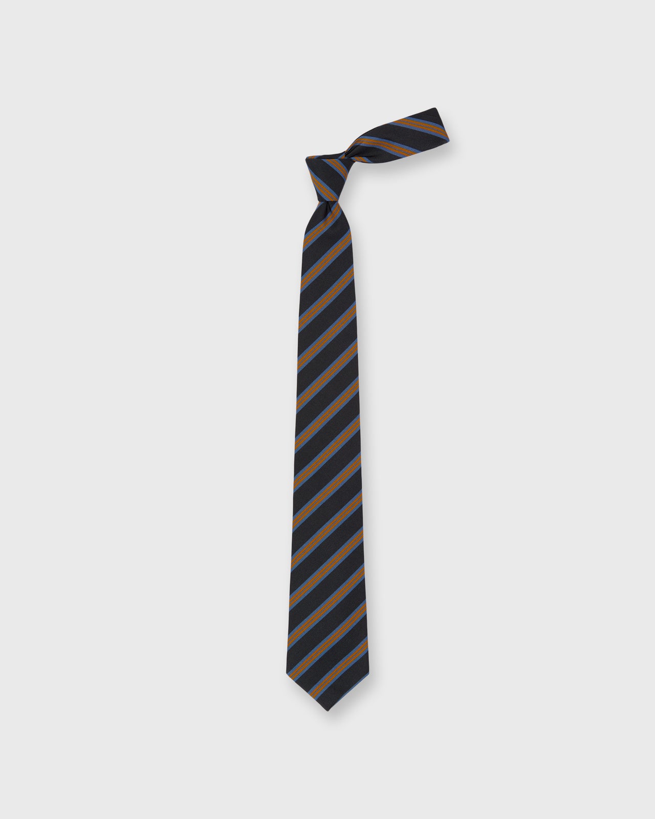 Irish Poplin Tie in Navy/Orange/Cadet Stripe