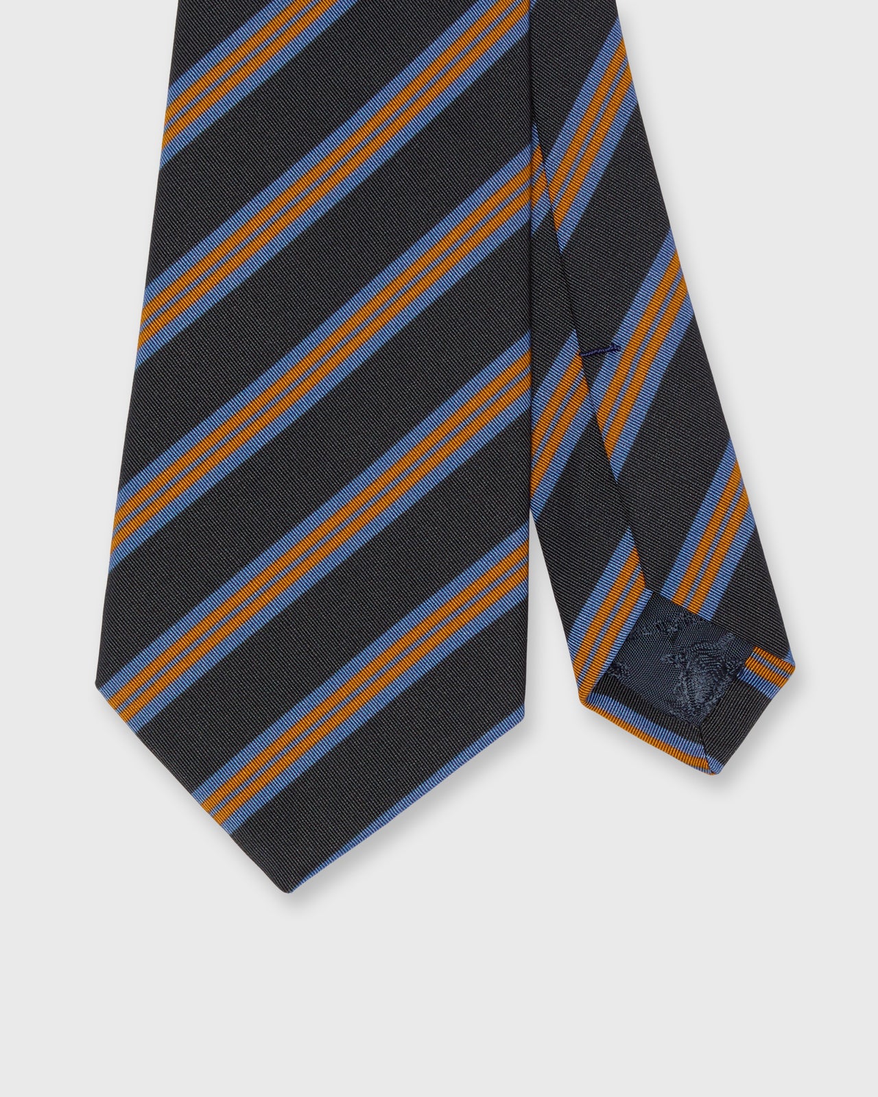 Irish Poplin Tie in Navy/Orange/Cadet Stripe