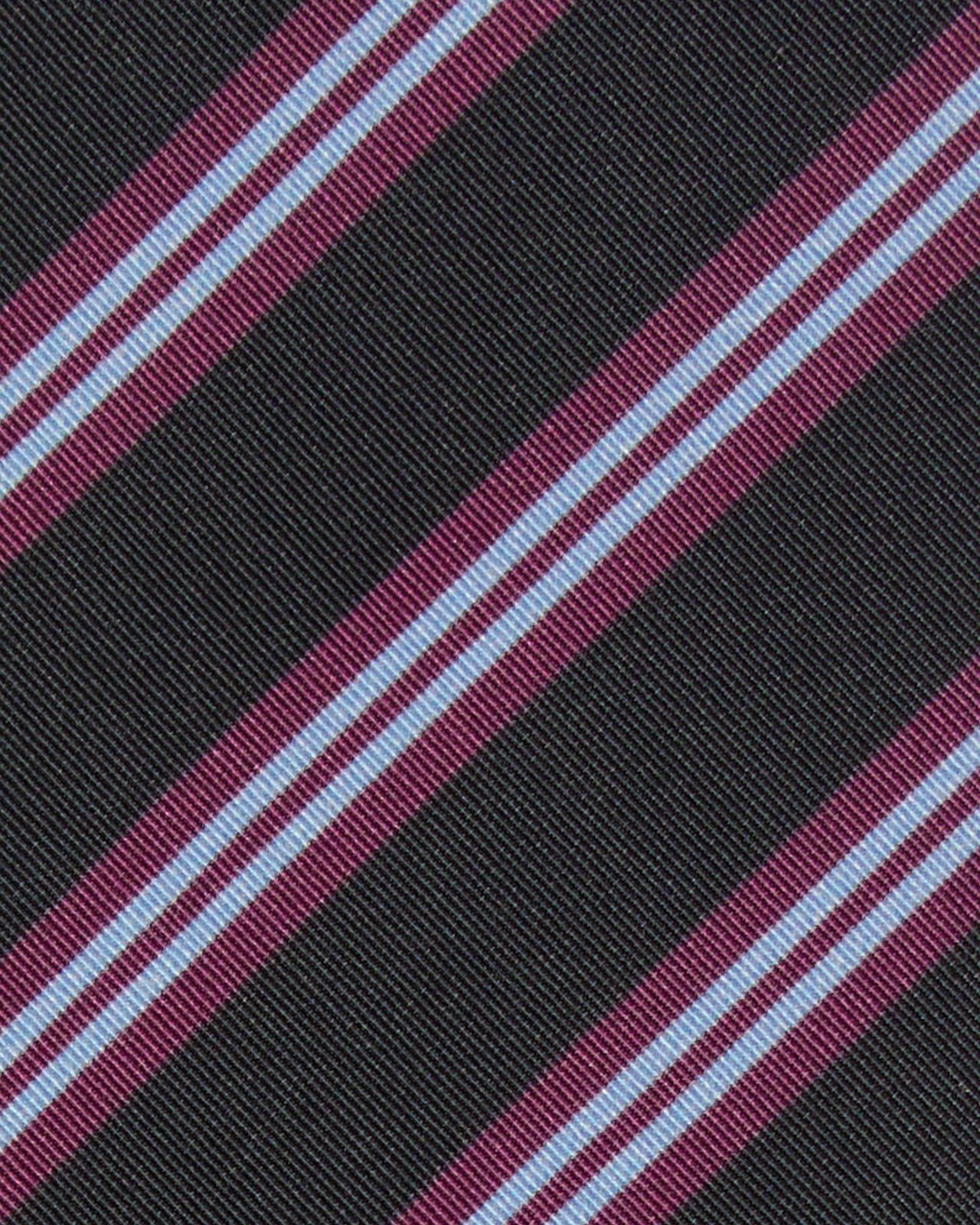 Irish Poplin Tie in Navy/Eggplant/Sky Stripe