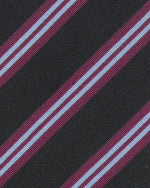 Load image into Gallery viewer, Irish Poplin Tie in Navy/Eggplant/Sky Stripe
