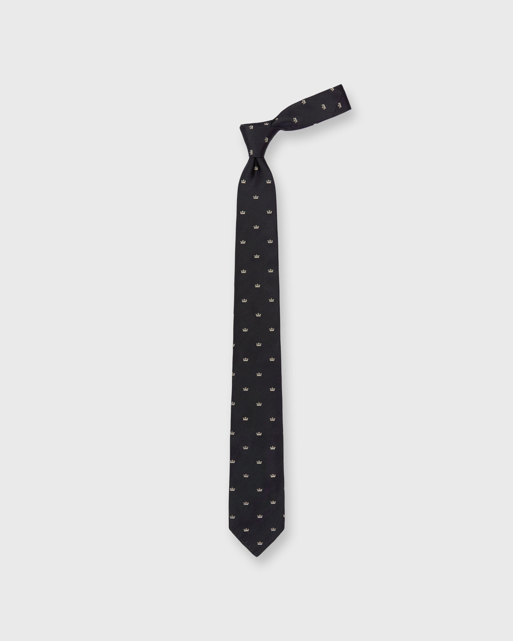 Silk Club Tie in Navy/Bone Crown