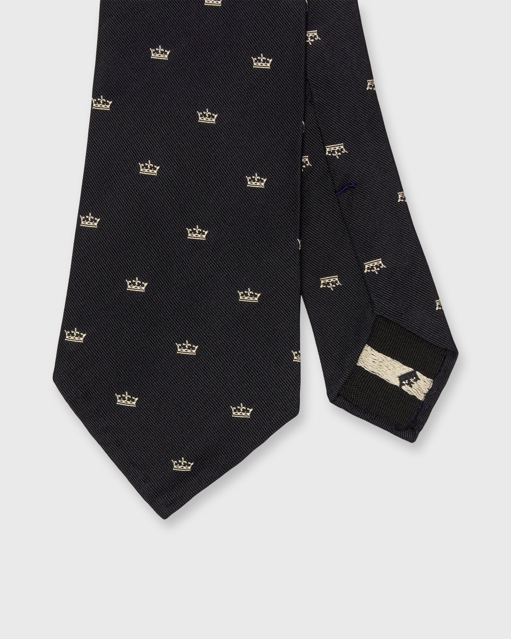 Silk Club Tie in Navy/Bone Crown