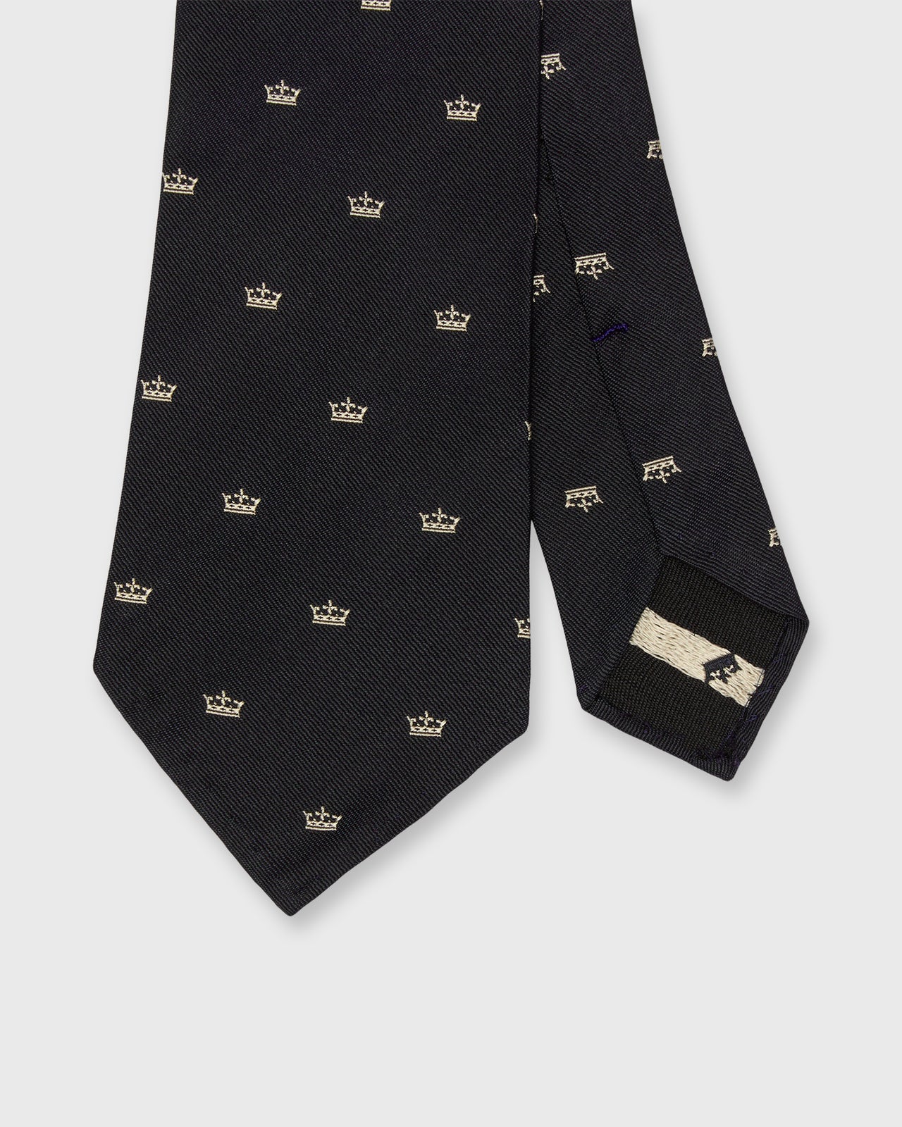 Silk Club Tie in Navy/Bone Crown