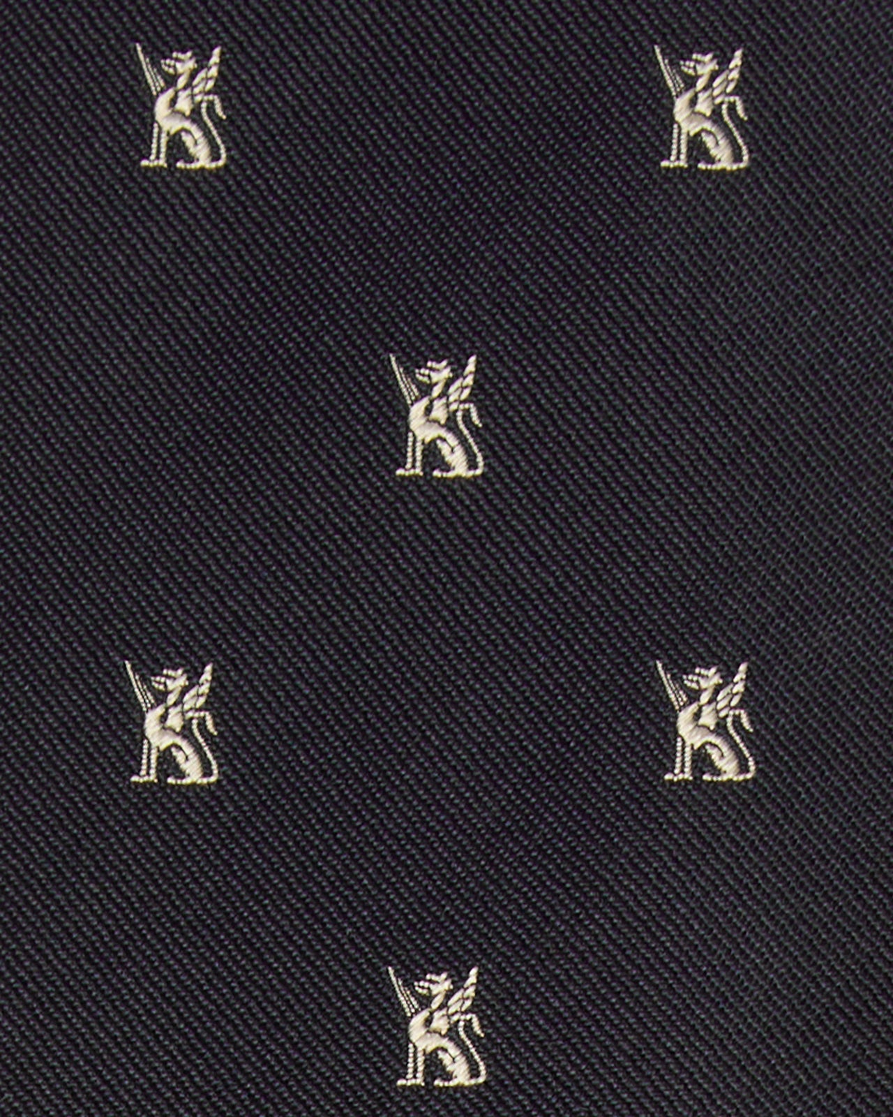 Silk Club Tie in Navy/Bone Gargoyle