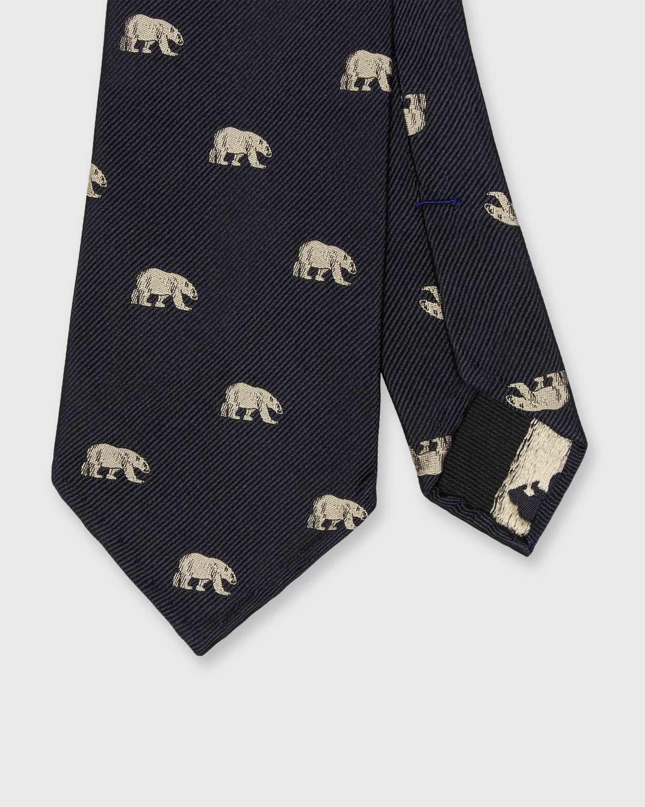 Silk Club Tie in Navy Polar Bear