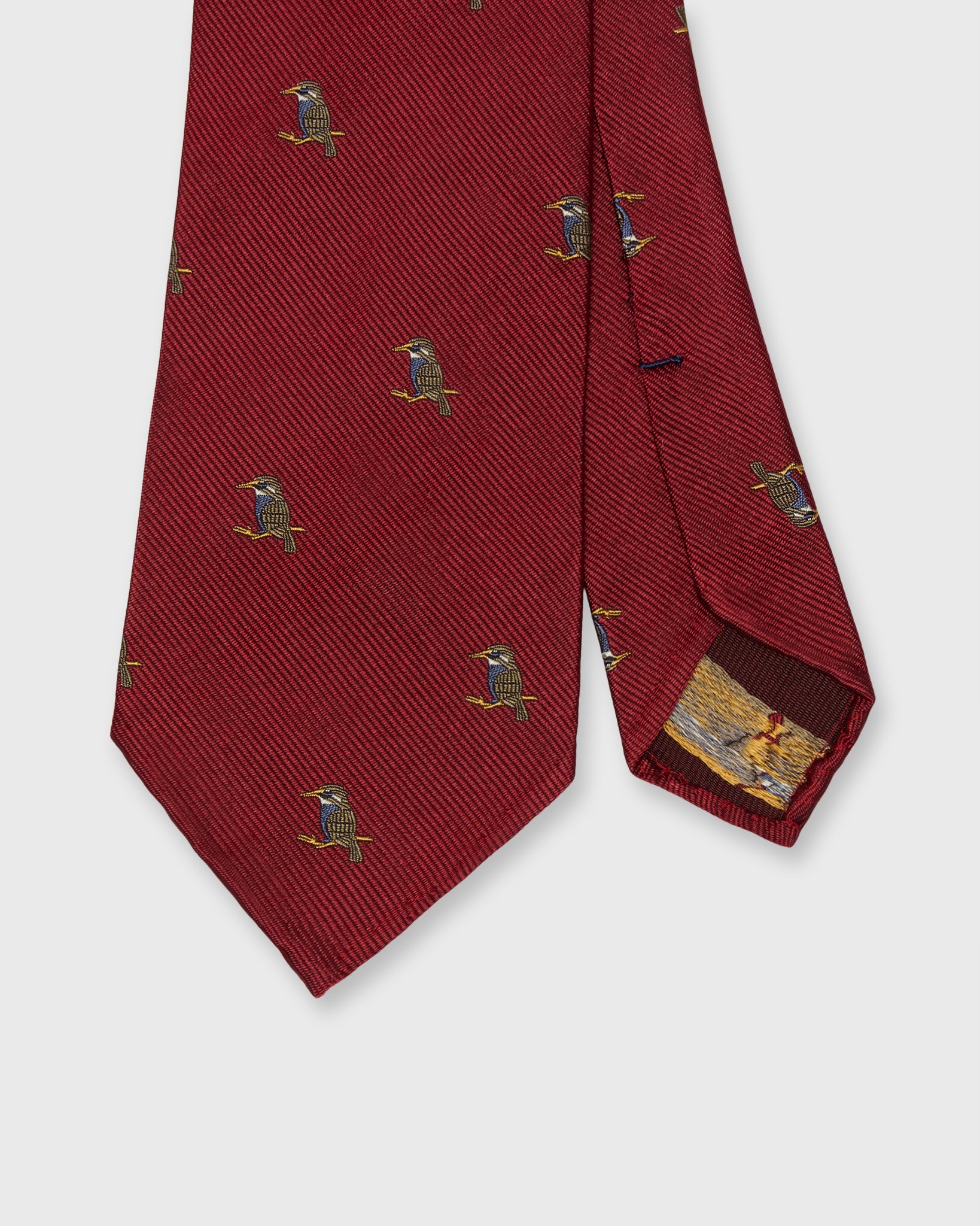 Silk Club Tie in Red/Taupe/Purple Kingfisher