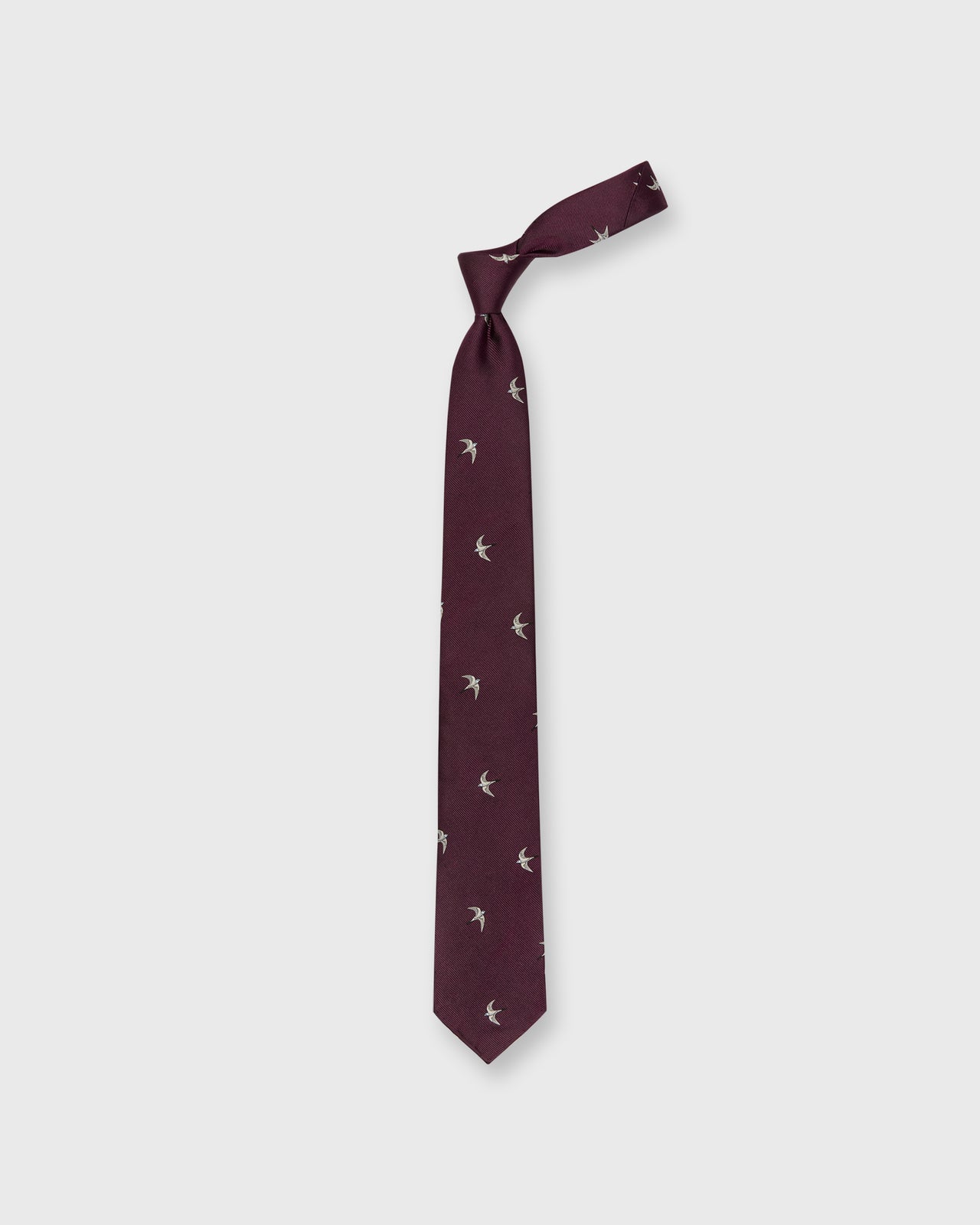 Silk Club Tie in Plum/White/Sky Swallow