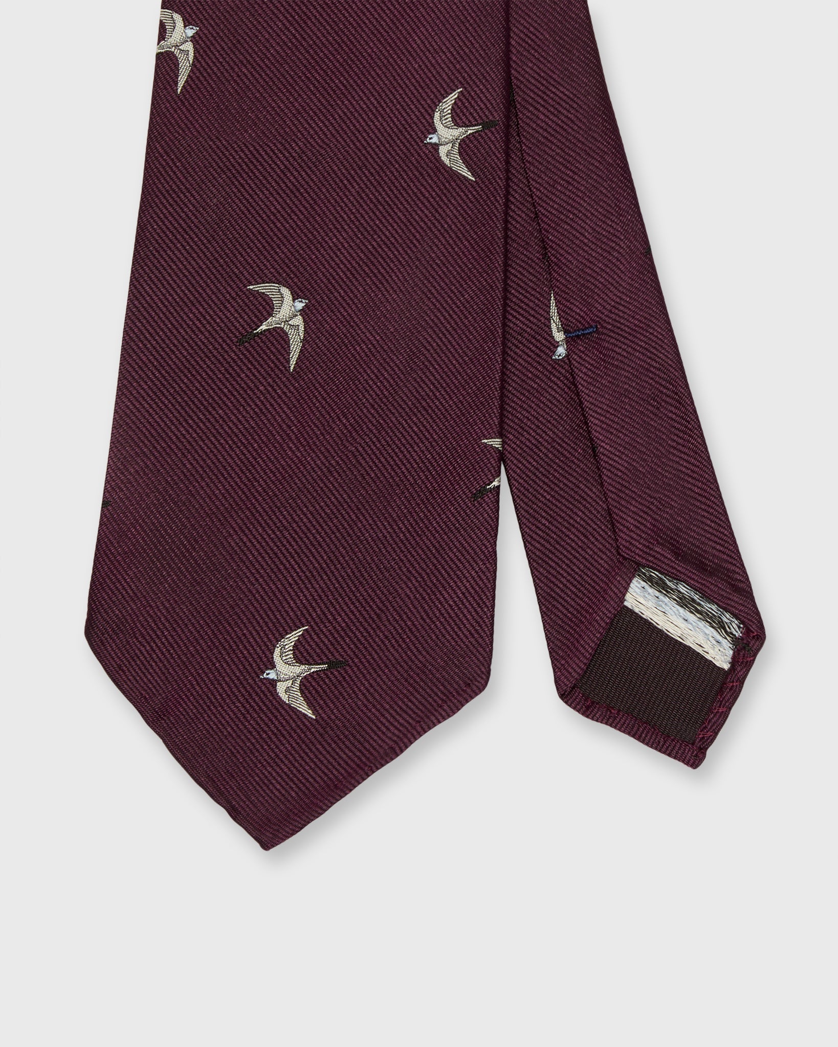 Silk Club Tie in Plum/White/Sky Swallow