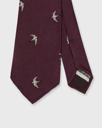 Silk Club Tie in Plum/White/Sky Swallow