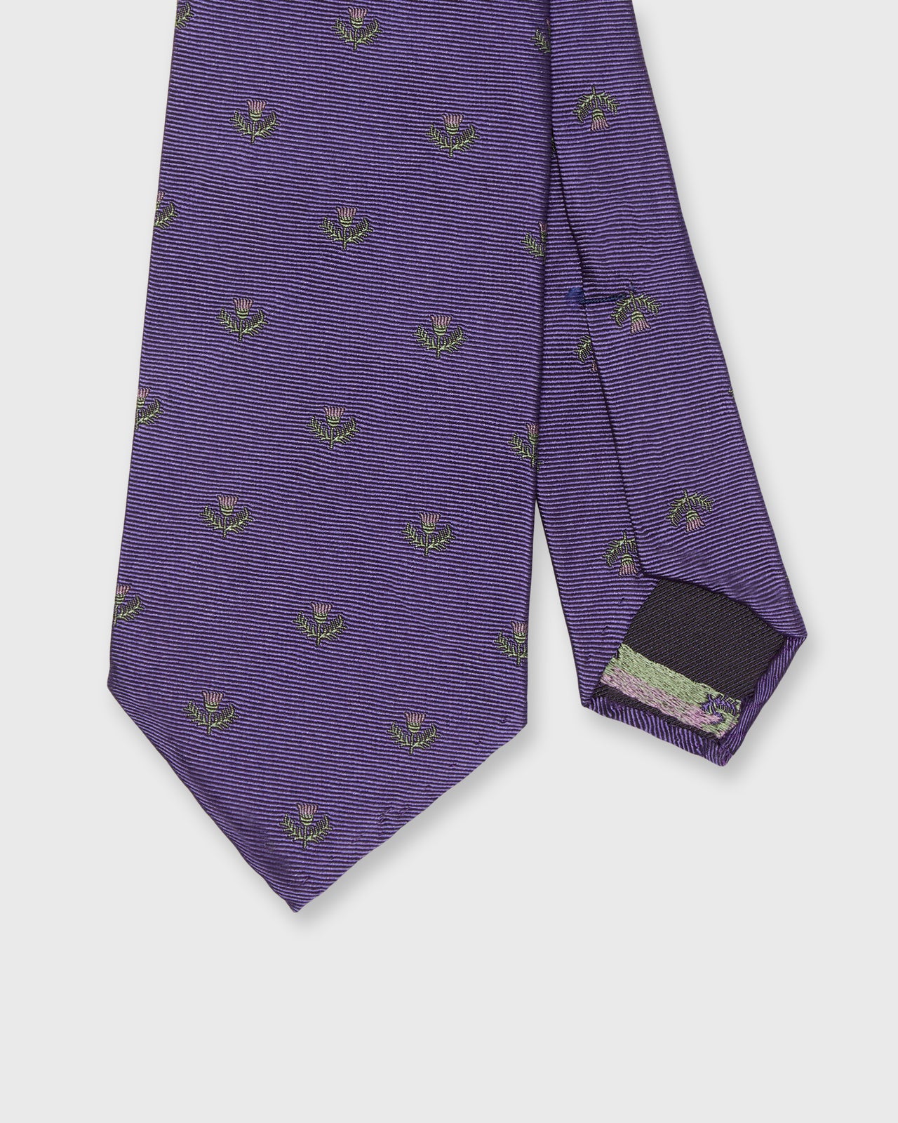 Silk Club Tie in Purple/Lavender/Green Laurel