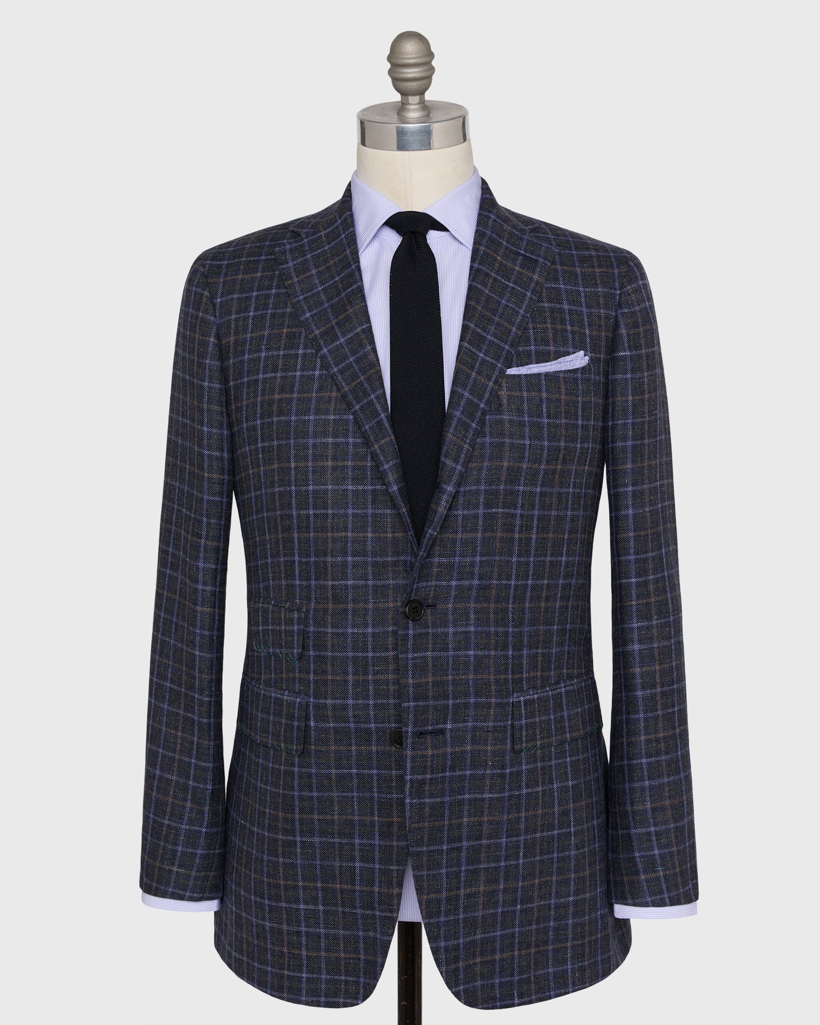 Virgil No. 3 Jacket in Blue/Charcoal/Mocha Plaid Hopsack | Shop