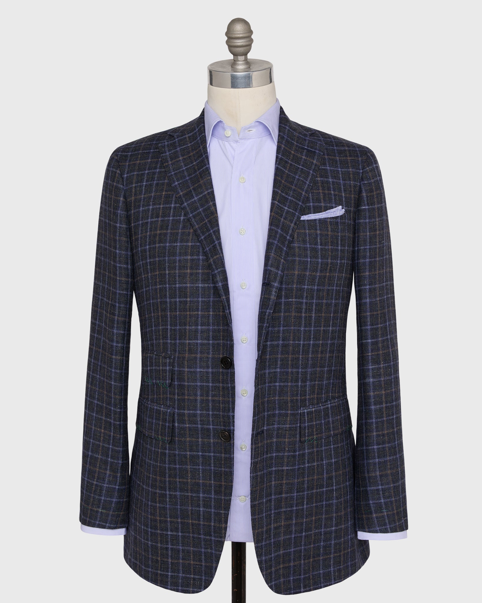 Virgil No. 3 Jacket in Blue/Charcoal/Mocha Plaid Hopsack | Shop