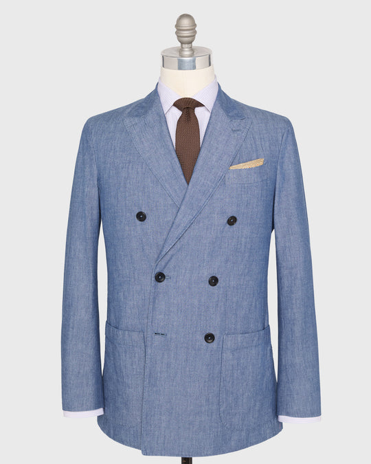 Virgil No. 1 Double-Breasted Jacket in Indigo Chambray
