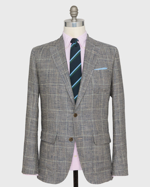 Ghost Blazer in Navy/Bone/Seaglass Glen Plaid Hopsack | Shop Sid