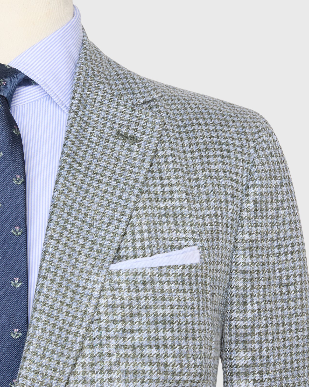 Ghost Blazer in Sage/Sky Houndstooth Hopsack