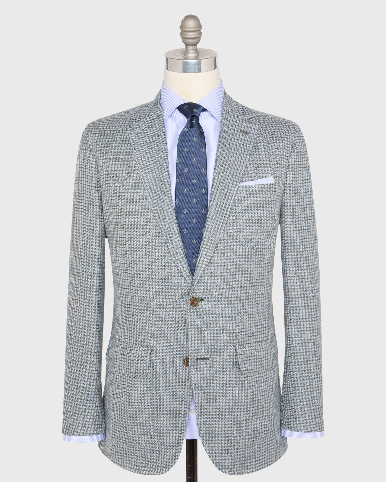Ghost Blazer in Sage/Sky Houndstooth Hopsack
