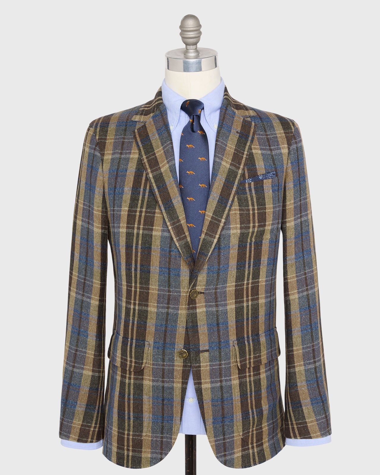 Ghost Blazer in Blue/Brown/Tan Rustic Hopsack