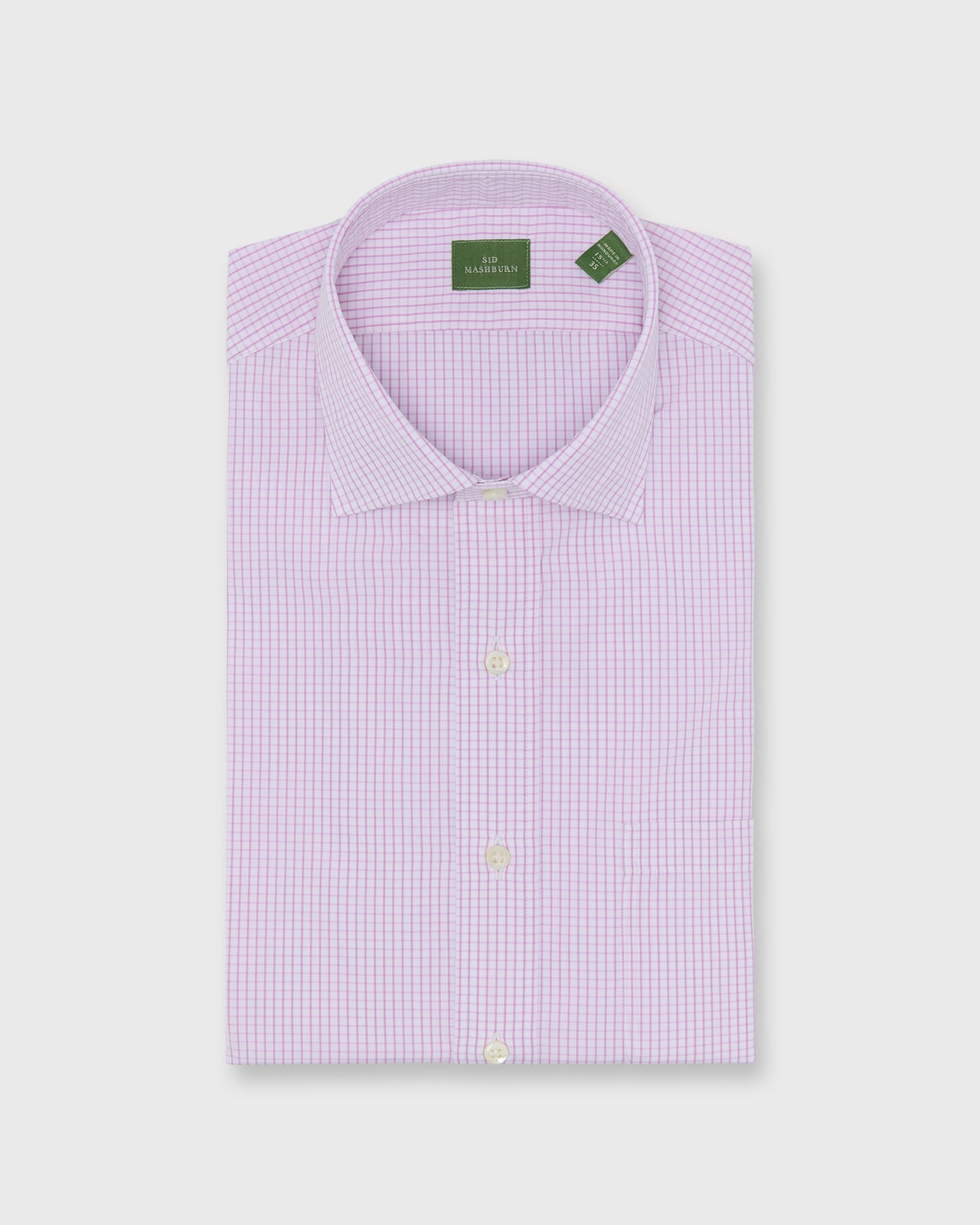 Spread Collar Dress Shirt in Pink Graph Check Poplin