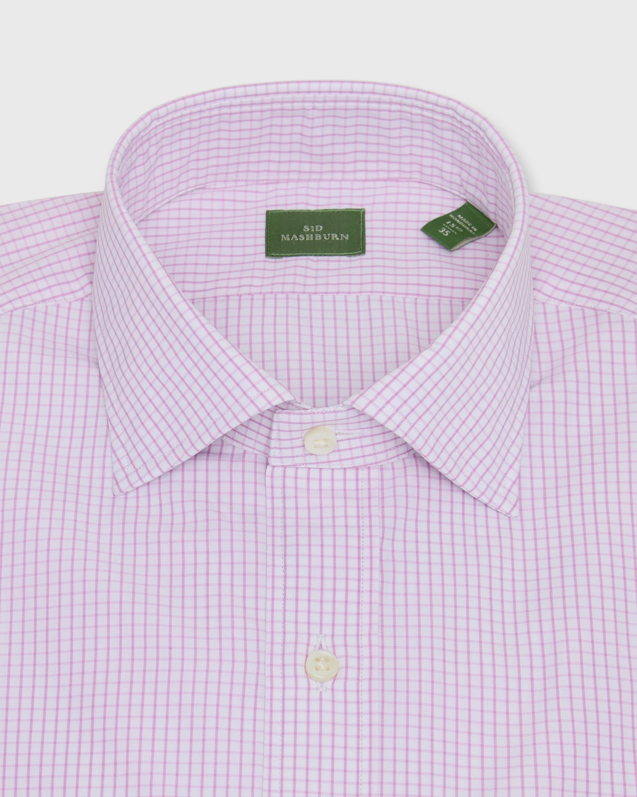 Spread Collar Dress Shirt in Pink Graph Check Poplin