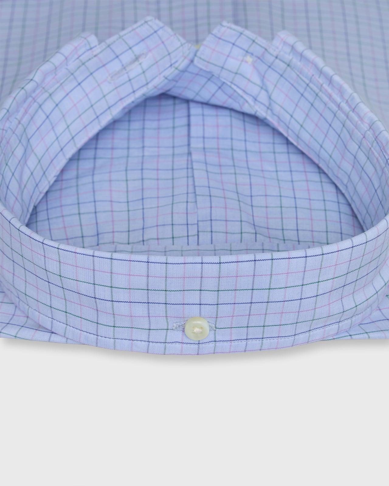 Button-Down Sport Shirt in Sky/Lavender/Green Tattersall Cotolino