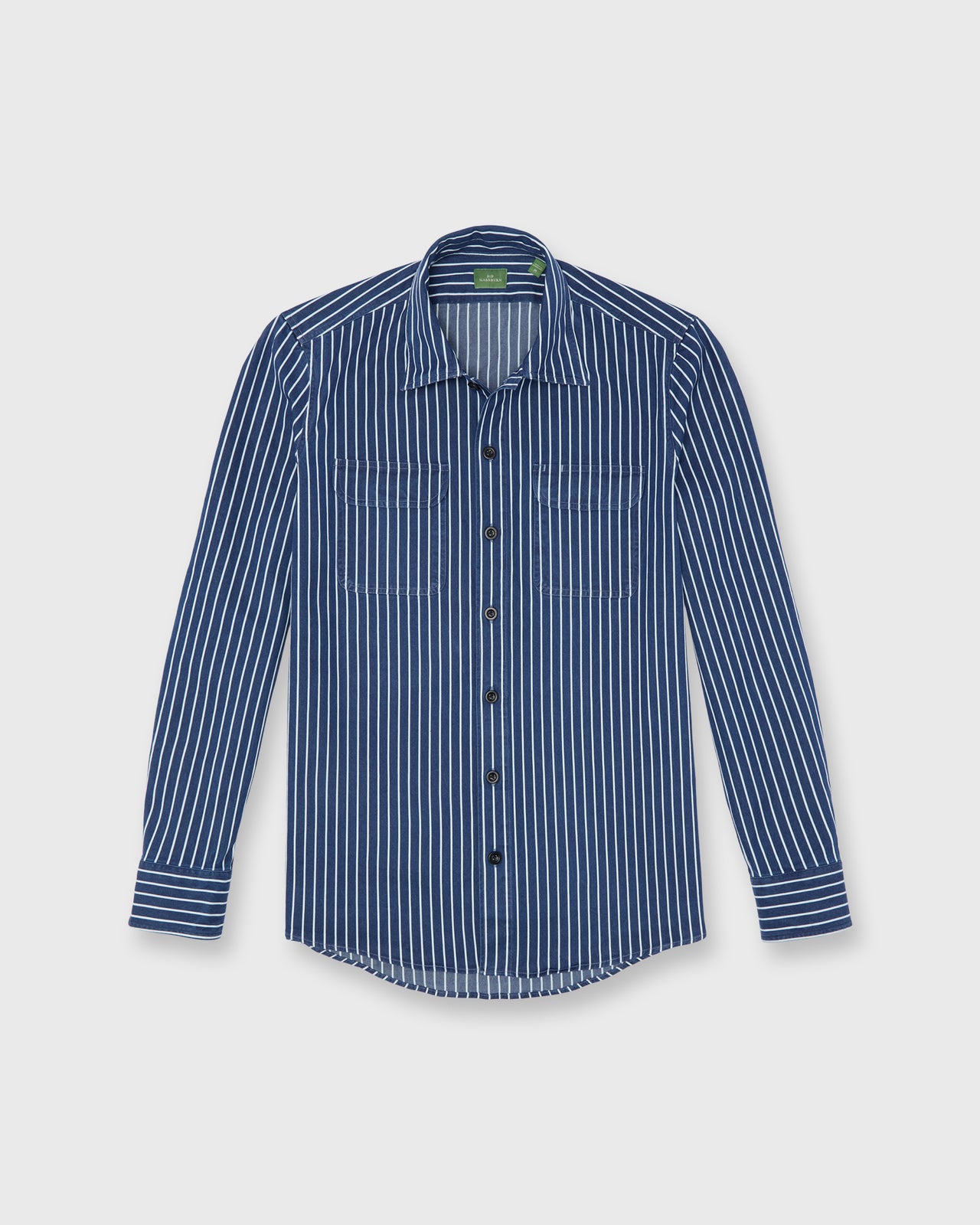 Luke Work Shirt in Indigo/Bone Stripe Denim