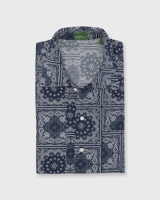 Ripley Shirt in Navy Paisley Seersucker