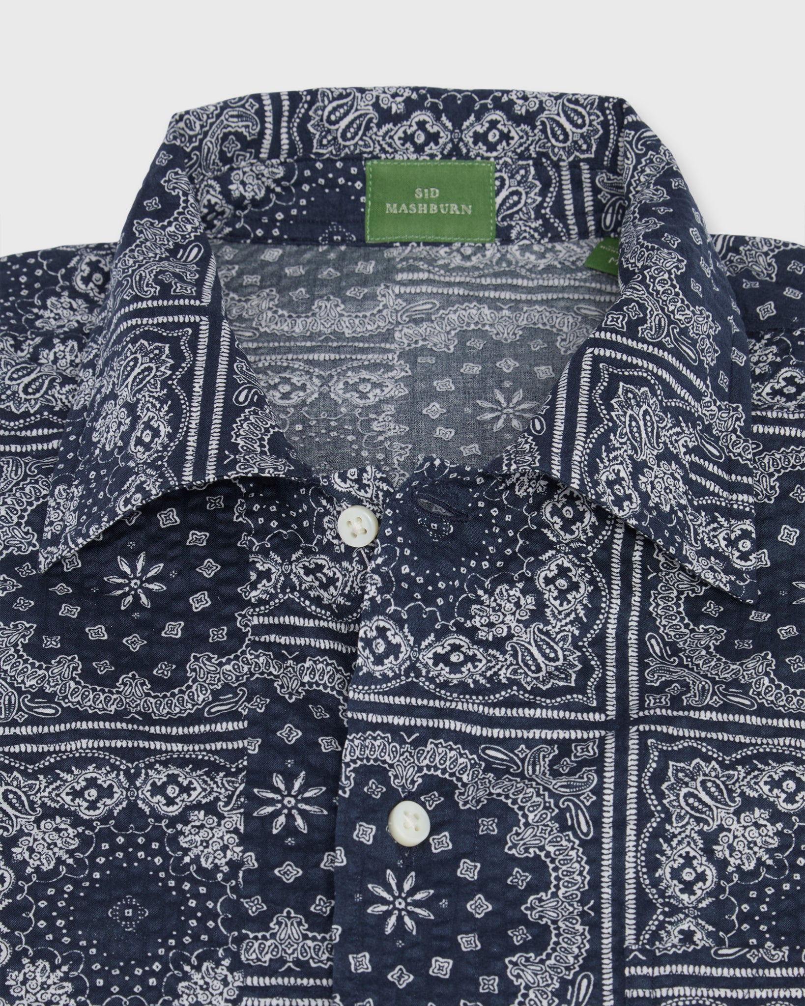 Ripley Shirt in Navy Paisley Seersucker | Shop Sid Mashburn