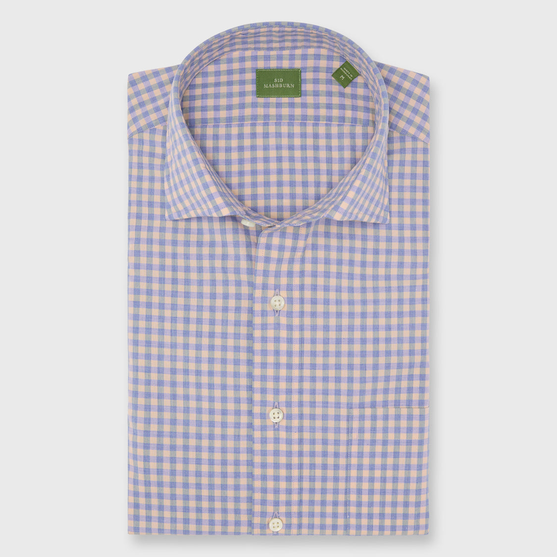 Made-to-Measure Shirt in Heather Sky/Mango Gingham Poplin
