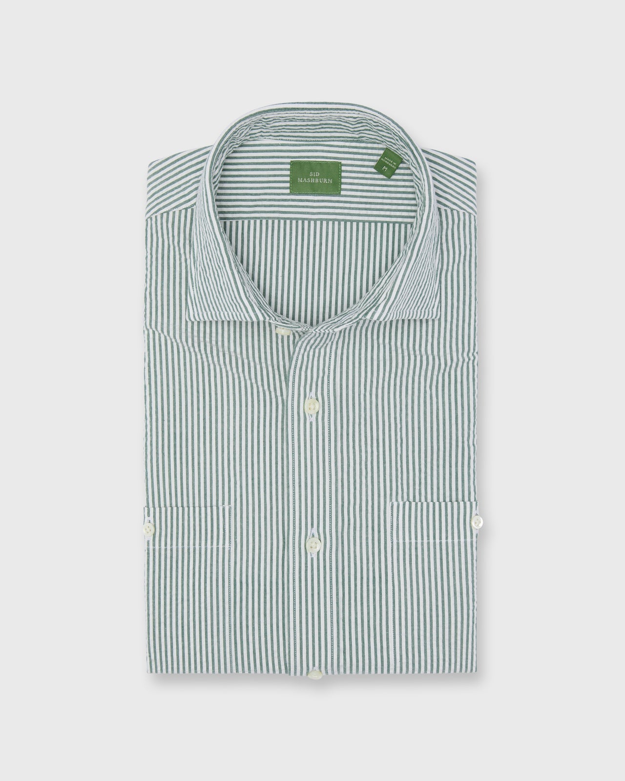 Marquez Shirt in Green/White Seersucker