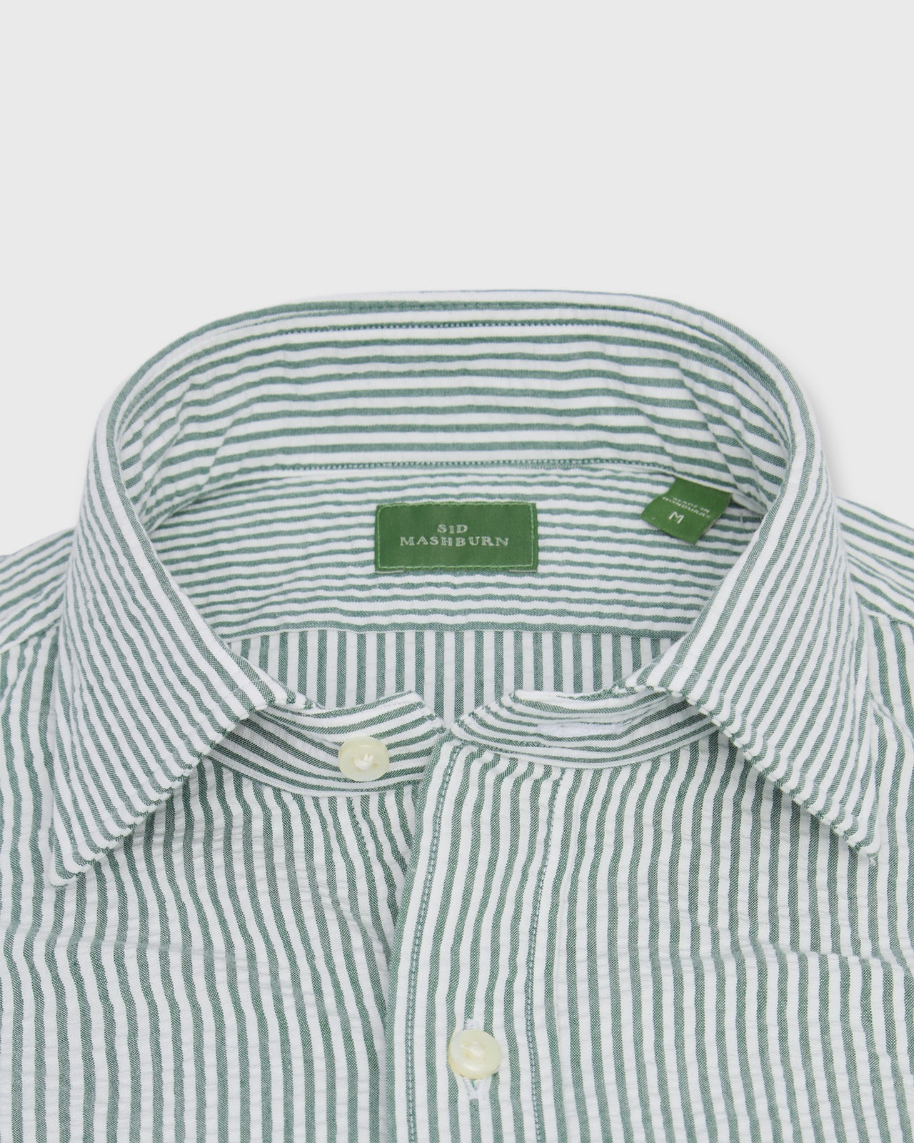 Marquez Shirt in Green/White Seersucker