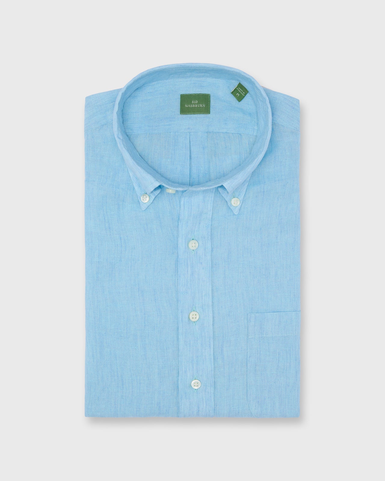 Button-Down Popover Sport Shirt in Seaglass Linen
