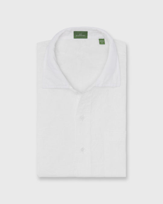 Ripley Shirt in White Linen Jacquard