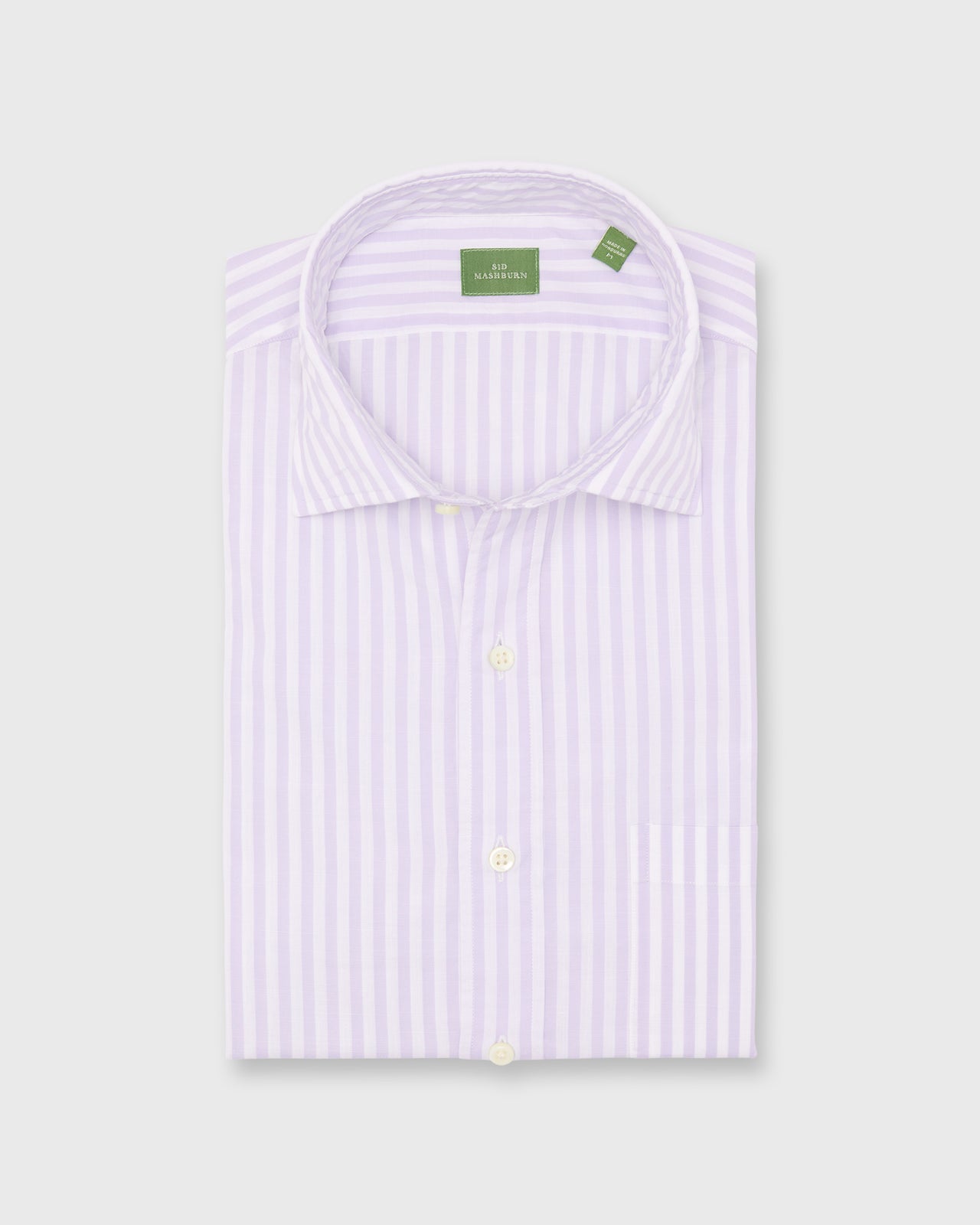 Spread Collar Sport Shirt in Lavender Stripe Chambray