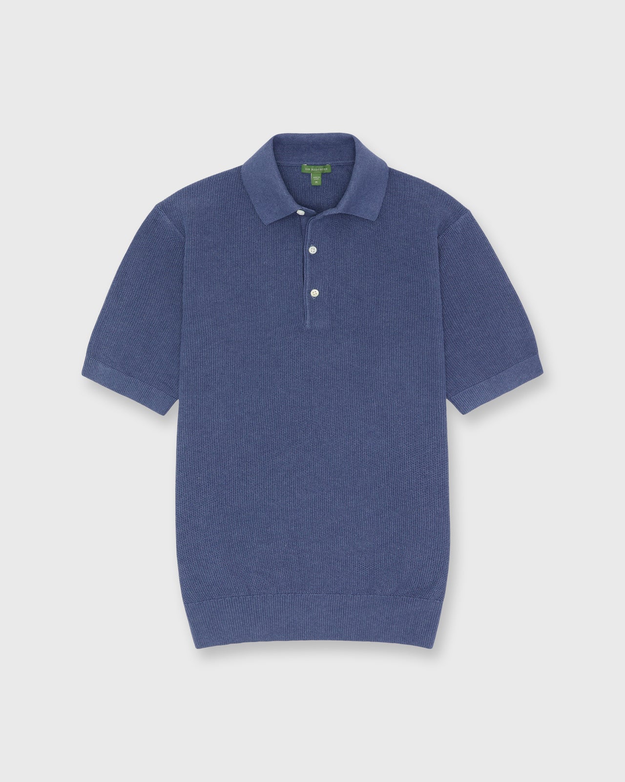 Textured Hyannis Polo Sweater in Worn Denim Cotton/Linen