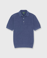 Load image into Gallery viewer, Textured Hyannis Polo Sweater in Worn Denim Cotton/Linen
