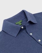 Load image into Gallery viewer, Textured Hyannis Polo Sweater in Worn Denim Cotton/Linen
