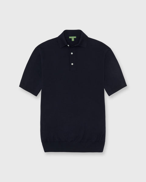 Hyannis Polo Sweater in Navy Escorial Wool | Shop Sid Mashburn