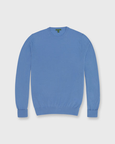 Fine-Gauge Crewneck Sweater in French Blue Escorial Wool | Shop