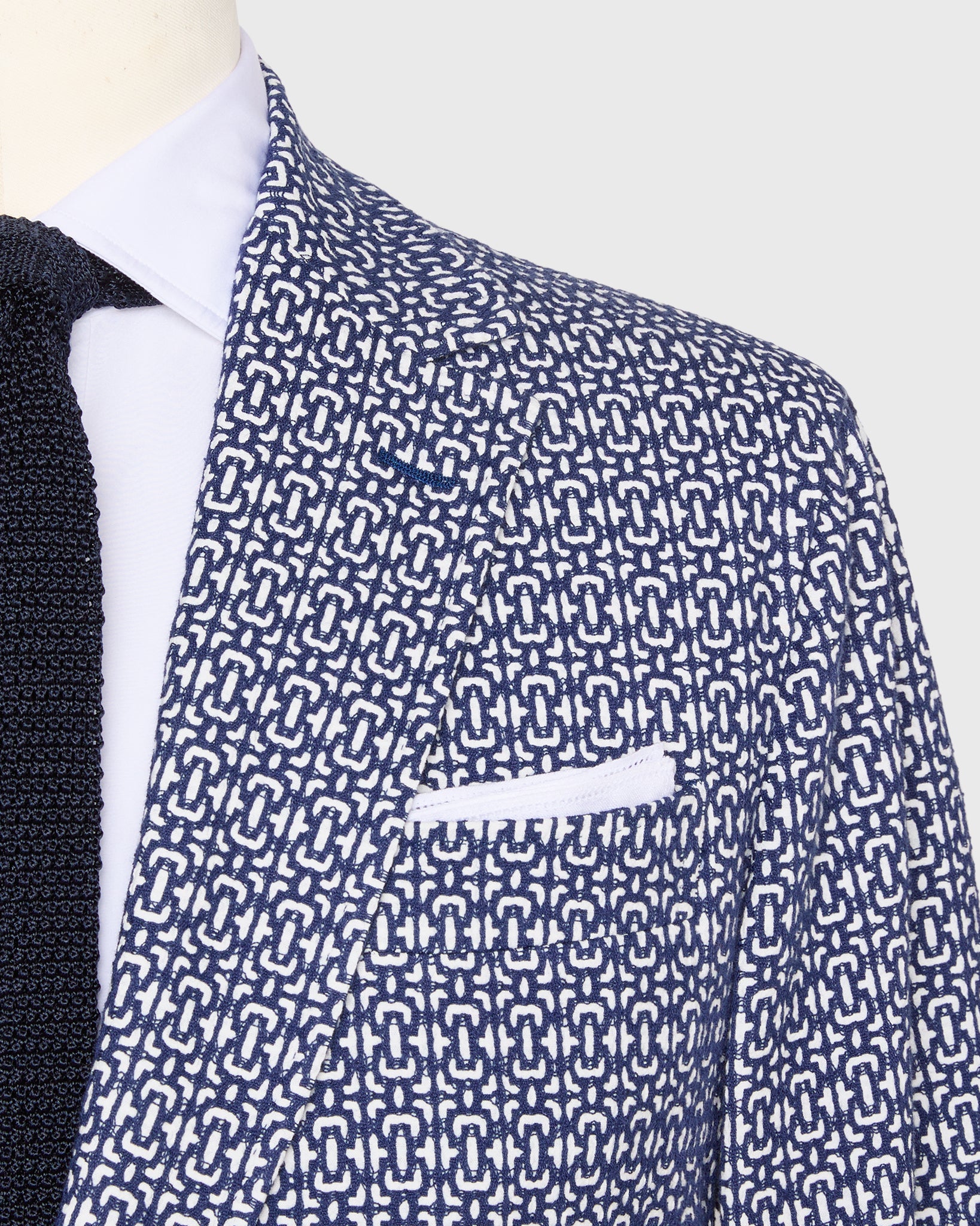Butcher Jacket in Navy/Bone Jacquard | Shop Sid Mashburn