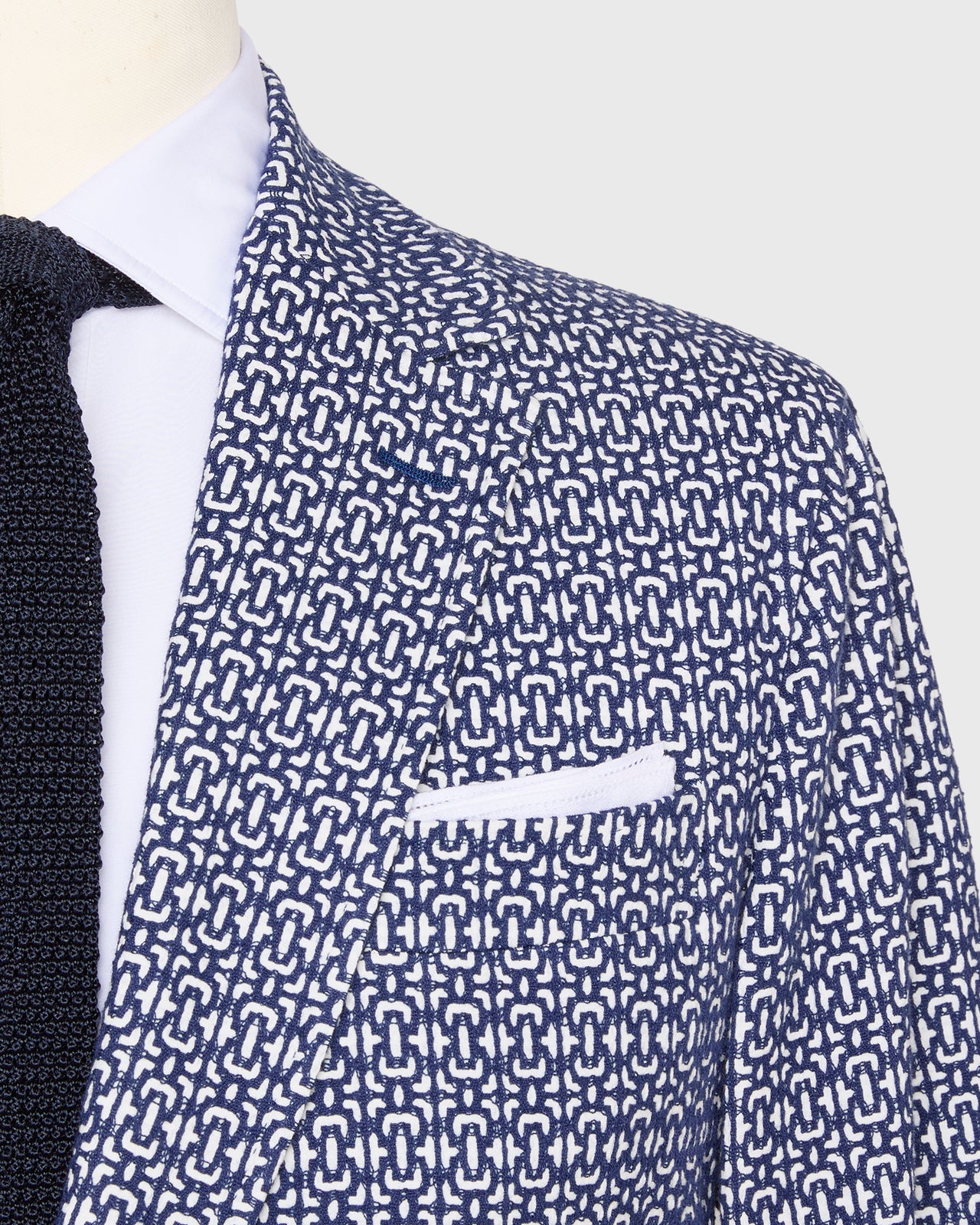 Butcher Jacket in Navy/Bone Jacquard
