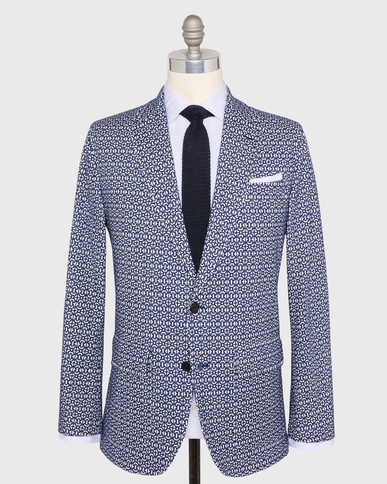 Butcher Jacket in Navy/Bone Jacquard | Sid Mashburn | Shop Sid
