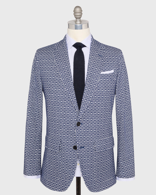 Butcher Jacket in Navy/Bone Jacquard