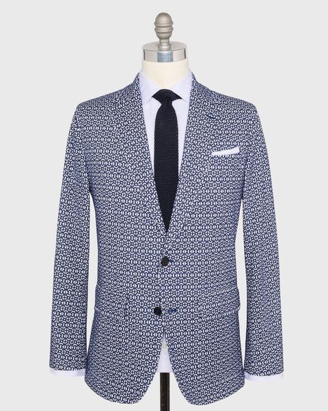 Butcher Jacket in Navy/Bone Jacquard | Sid Mashburn | Shop Sid
