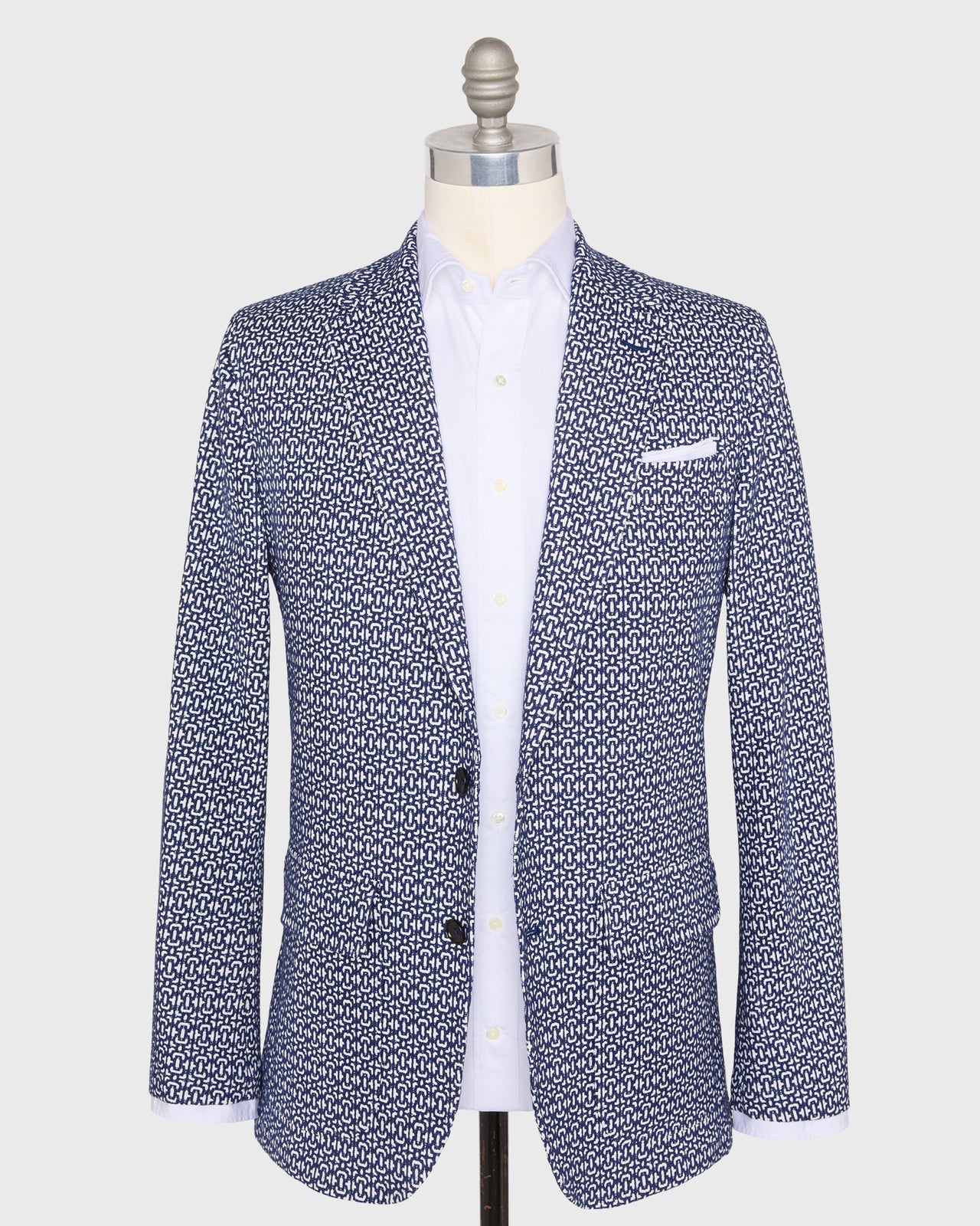 Butcher Jacket in Navy/Bone Jacquard