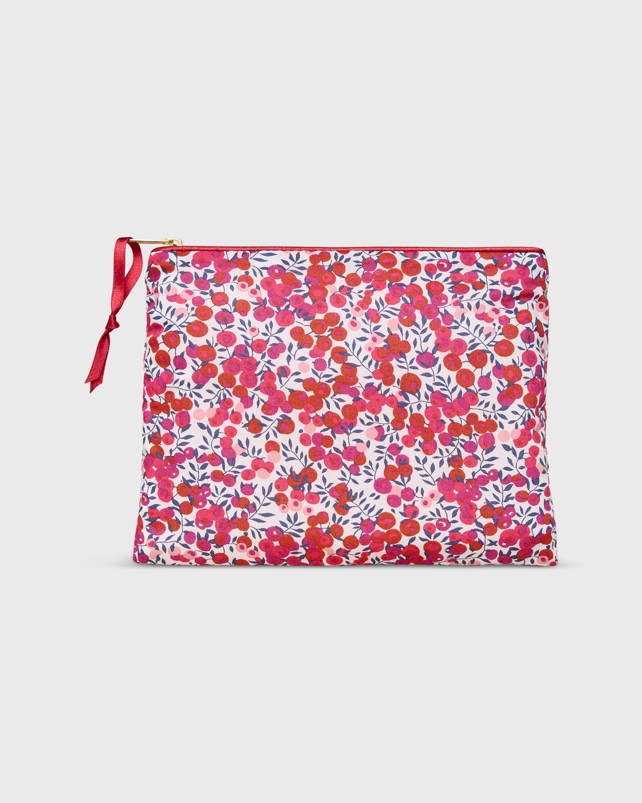 Soft Small Zip Pouch in Red/Pink Wiltshire Liberty Fabric