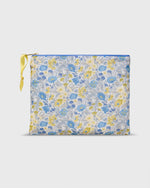 Load image into Gallery viewer, Soft Small Zip Pouch in Blue/Yellow Florence May Liberty Fabric
