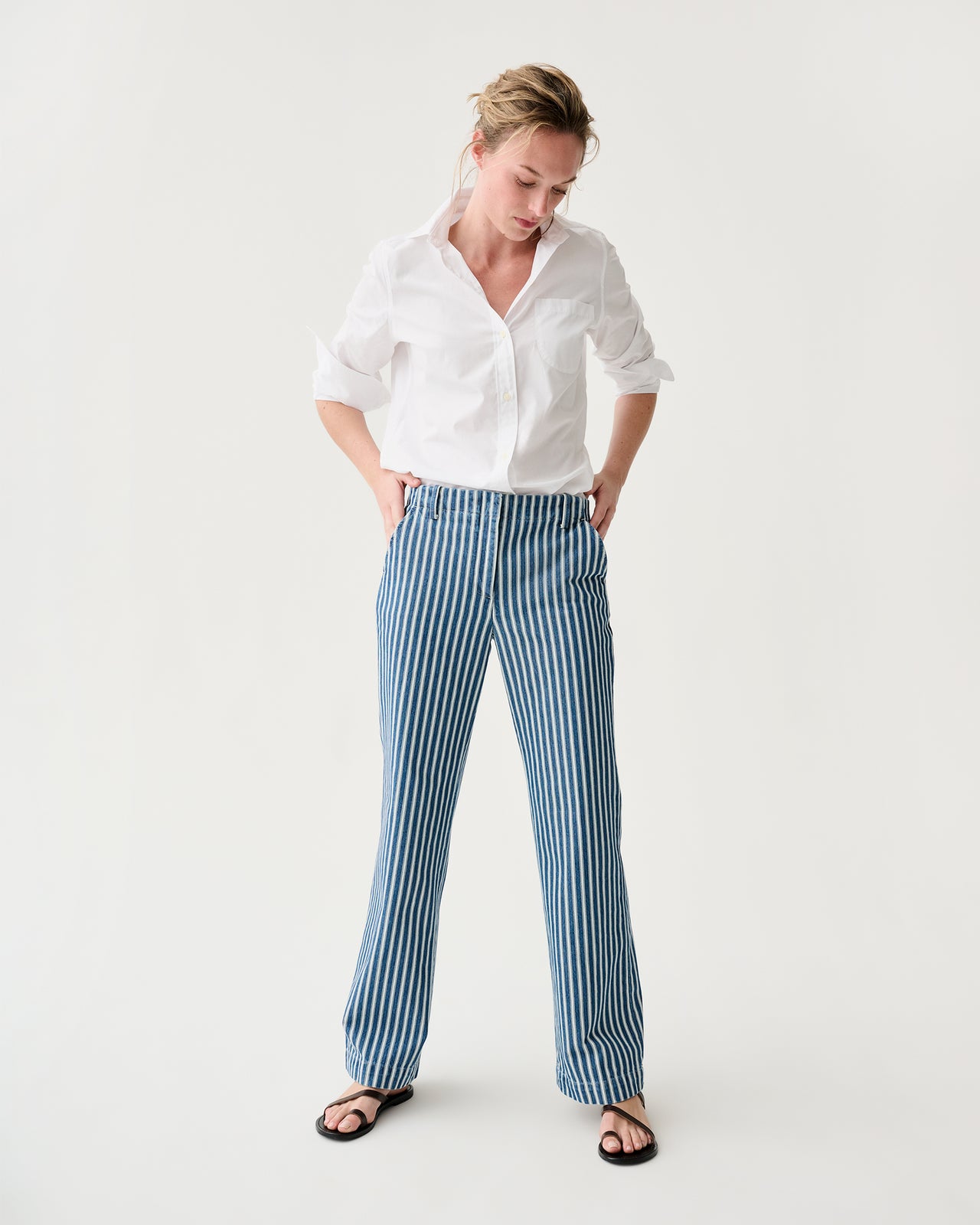 Frankie Pant in Indigo/Multi Stripe Denim