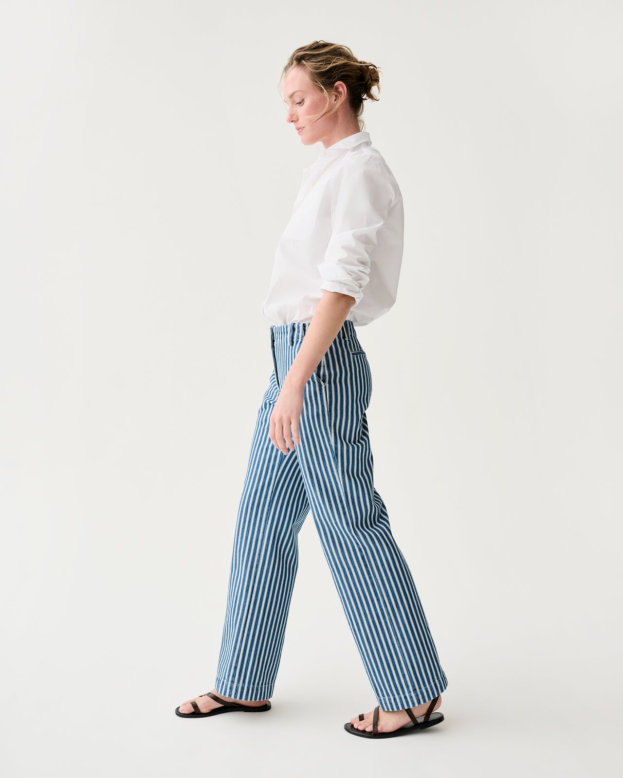 Frankie Pant in Indigo/Multi Stripe Denim